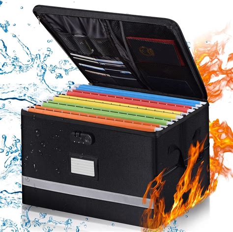 combination metal document box amazon|YIYITOOLS Fireproof Document Box with Carrying Handle, .